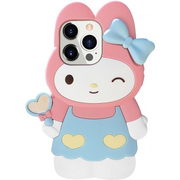 Cute Kawaii Cartoon 3D Soft SiliconePhone Case  (Pink/Blue)