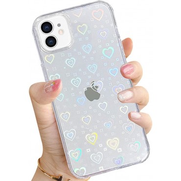 Cute Glitter Clear Laser Love Hearts Phone Case Compatible 