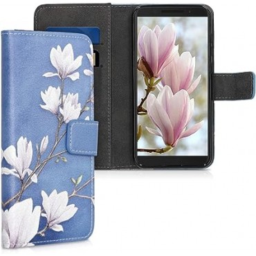 Leatherette Case with Card Holder and Stand - Magnolias